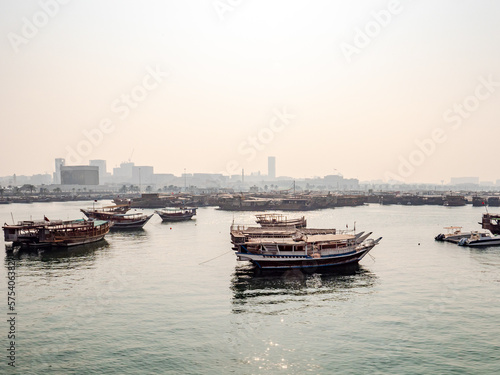 Beautiful view of the bay and boats in the city of Doha the capital of the country Qatar © Piotr