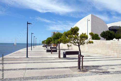 Beautiful modern quay Tagus river in Lisbon, Portugal photo