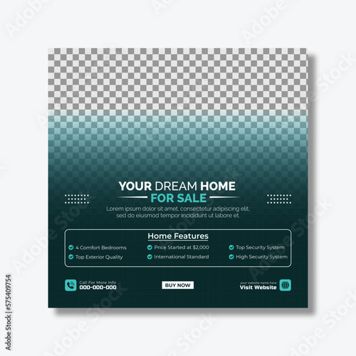 Real estate house property social media post or carousel design template