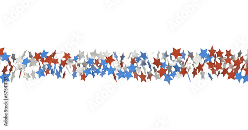 Fototapeta Naklejka Na Ścianę i Meble -  Stars - Red white blue shiny confetti stars on white background, isolate, tricolor concept, independence and freedom day USA