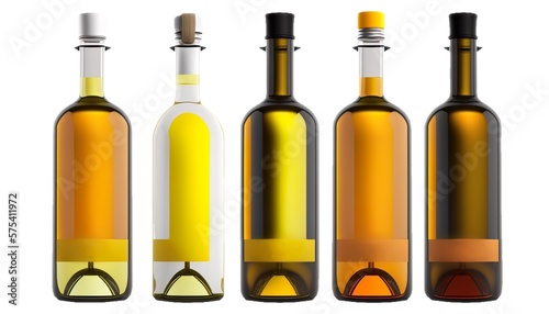 Multiple bottles of orange  gold  and brown on a white background  Generative AI 