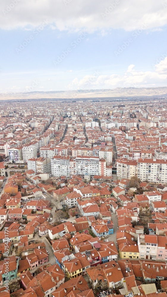 Aerial view of the city buildings