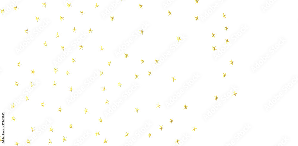 Banner with golden decoration. Festive border with falling glitter dust and stars.