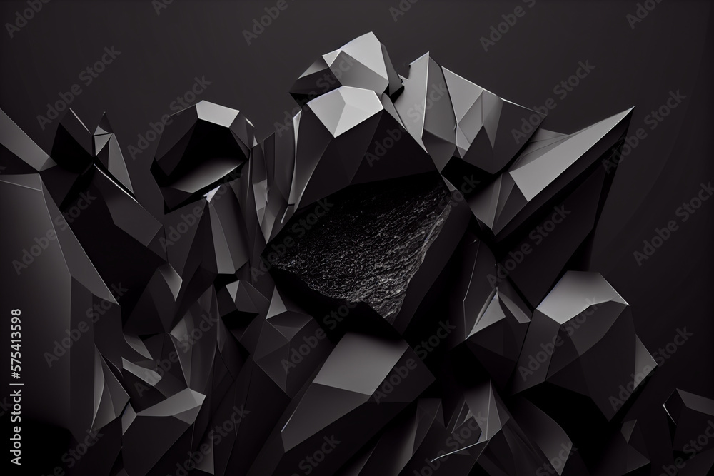 Obraz premium A black rock is surrounded by black rocks Generative ai