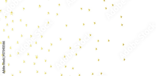 Banner with golden decoration. Festive border with falling glitter dust and stars.