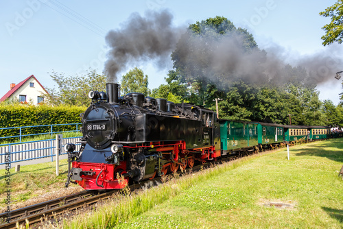 Fototapeta Naklejka Na Ścianę i Meble -  Rasender Roland steam train locomotive railway in Sellin, Germany