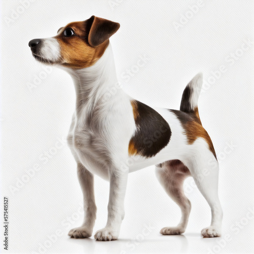 Cute nice dog breed Jack Russell Terrier isolated on white close-up, beautiful pet