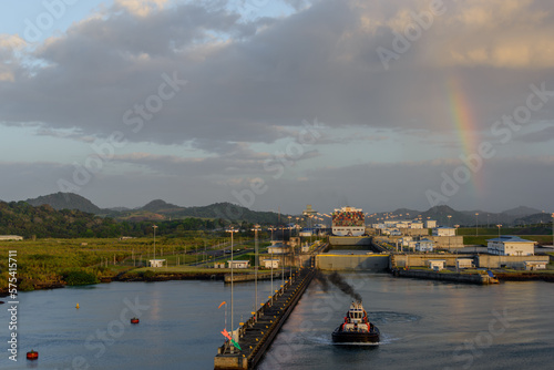 Rainbow over Panama Canal