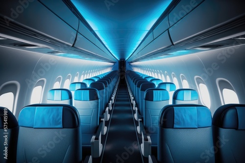 Empty commercial jet interior. Generative AI