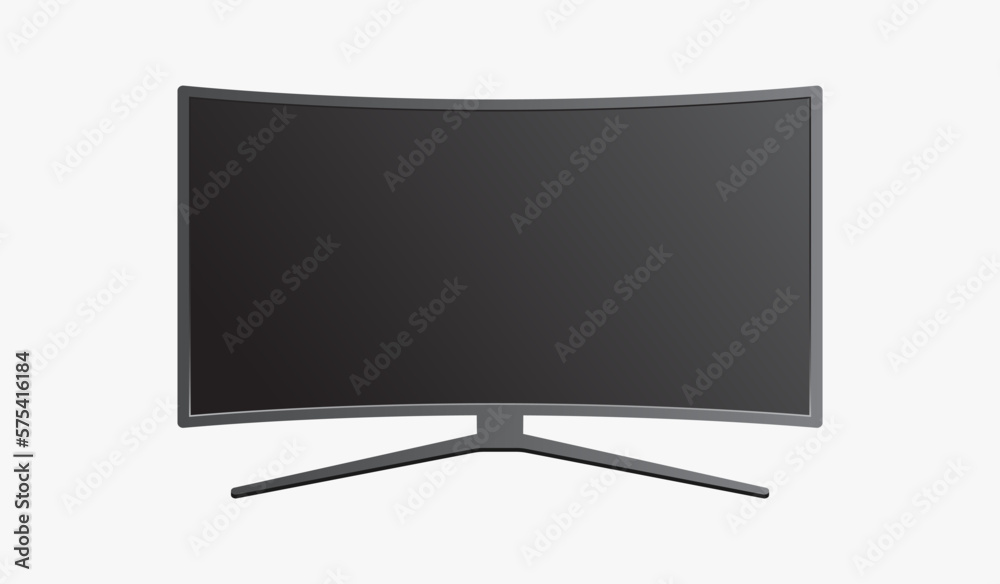 Curved LCD LED Television Black Screen TV Isolated Vector Illustration Curved LCD LED Television Black Screen TV Isolated Vector Illustration