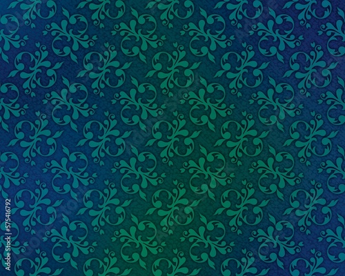 Teal blue filigree background vintage ornate gradient
