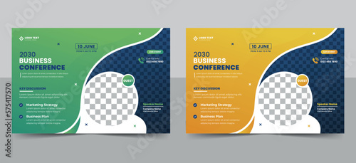 Corporate business conference flyer template or webinar horizontal event banner 