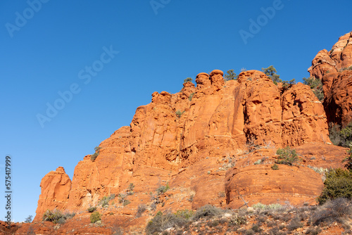 Head shape rock formations on the hill above The Chapel of the Holy Cross in Sedona.