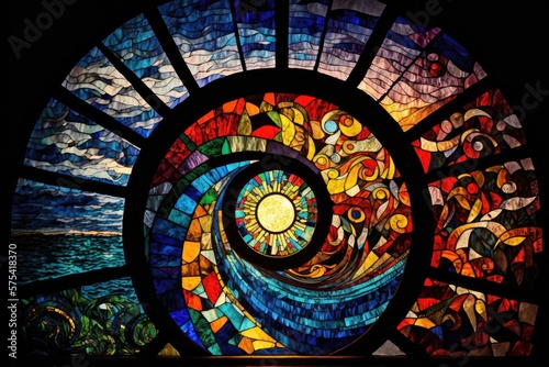 Spiral stained glass window