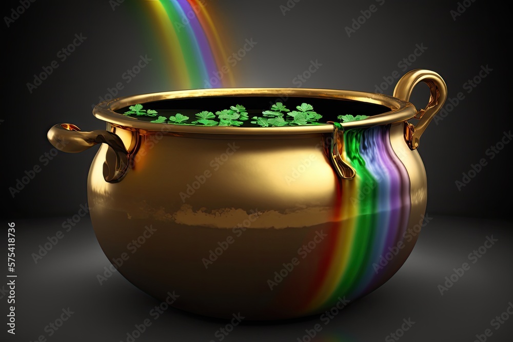 pot full of gold with rainbow pot full of gold with rainbow