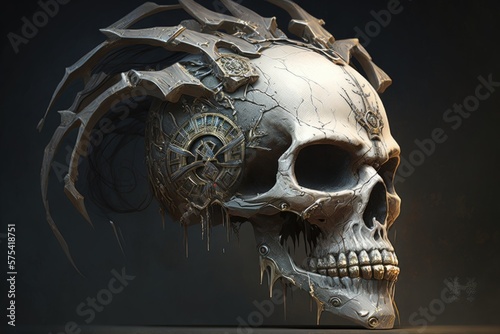 human skull on black