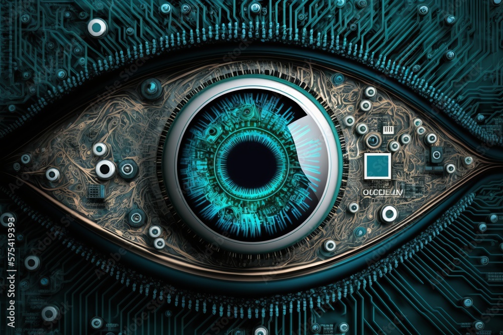 abstract artificial intelligence close up of eyeballs created with Generative AI technology