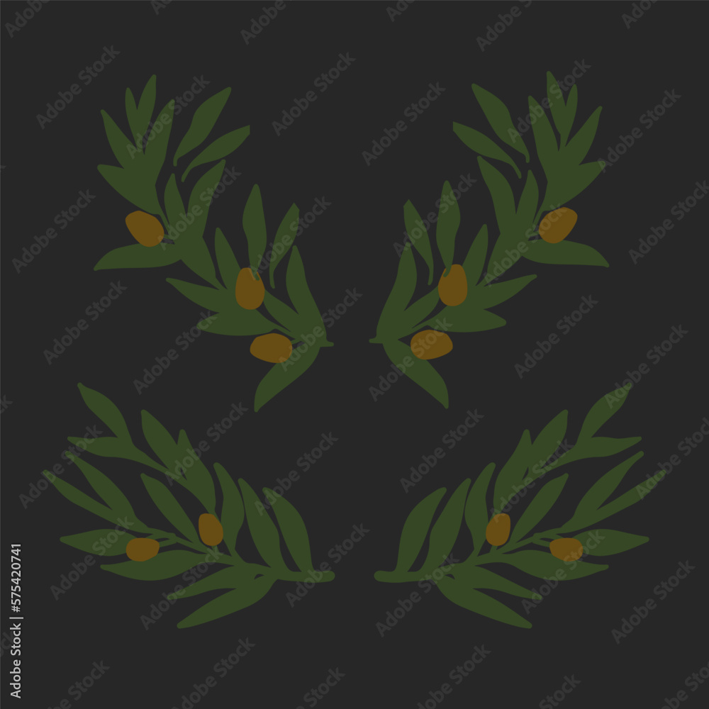 olive branch vector illustration set for your design