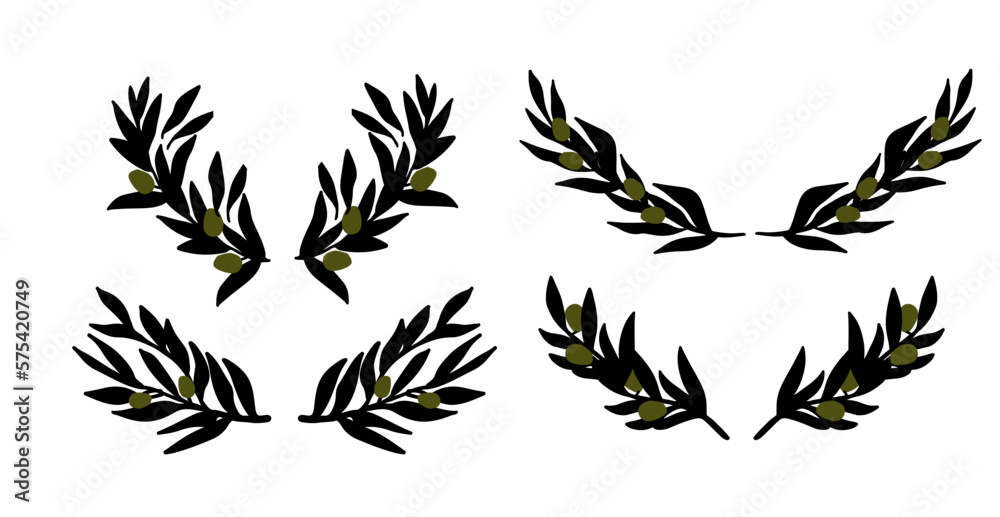 Fototapeta premium olive branch vector illustration set for your design