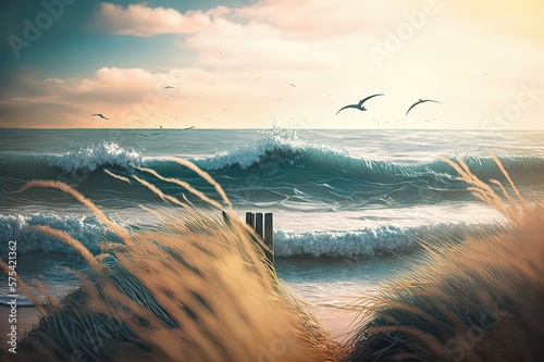 Day by the Ocean/Sea. Photo generative AI