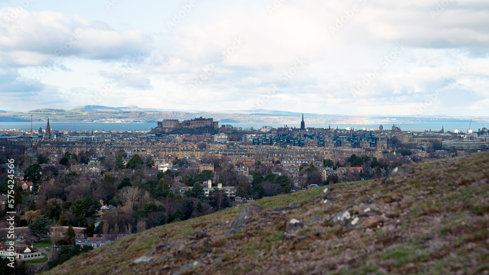 View of Edinburgh old town and the Firth of Forth