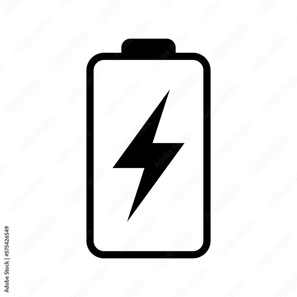 Battery icon with lightning bolt sign. Battery charging icon with lightning bolt symbol. Battery icon with lightning bolt sign. Battery charging icon with lightning bolt symbol.