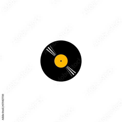 Vector illustration of a vinyl record in black and yellow