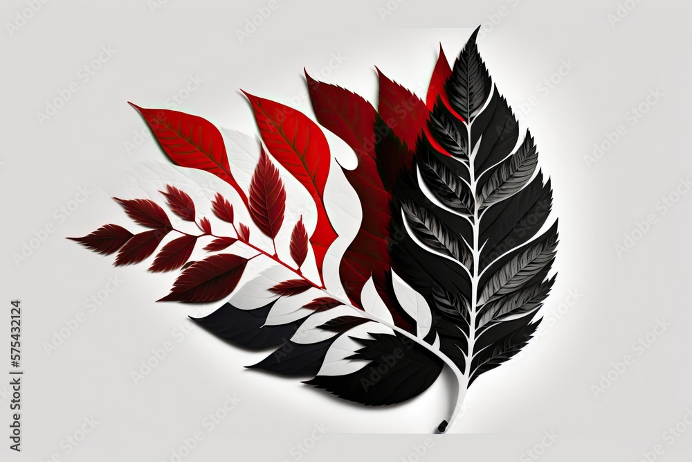 Fototapeta premium Artwork made from a collection of leaves. Generative AI