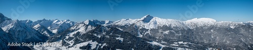 Winterpanorama Kleinwalsertal von Baad bis zur Nagelfluhkette