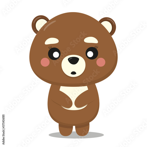 Cute cartoon characters. Bear girl. Vector Illustration for kids isolated on white background. Emotion surprise  