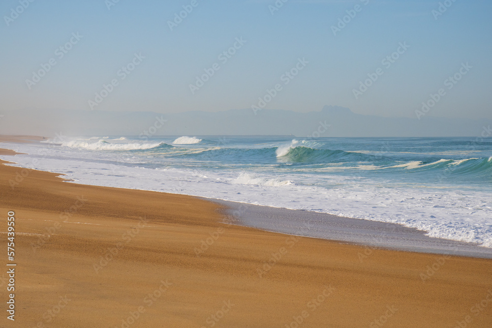 Waves breaking on the shore of Biarritz