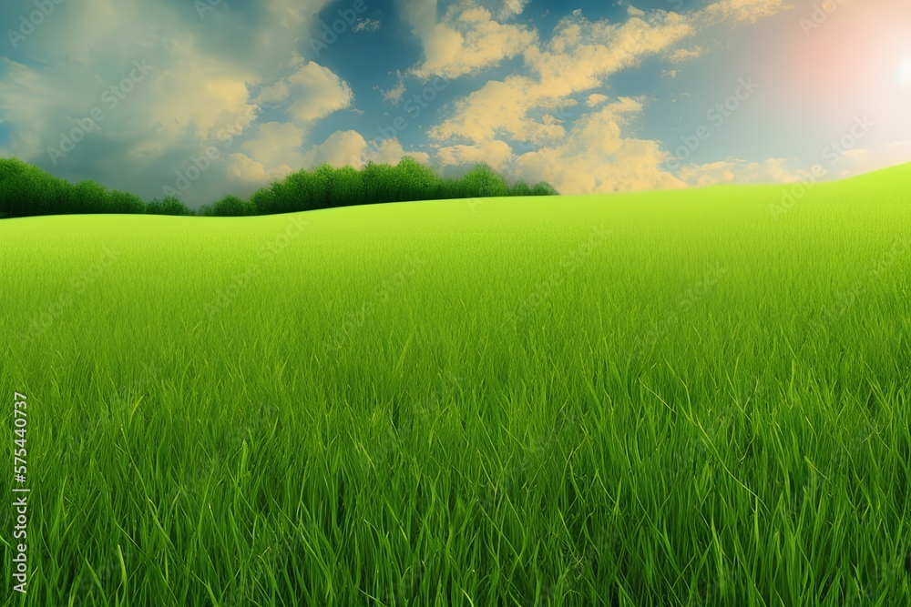 Fototapeta premium Perfect field of spring grass - generative ai