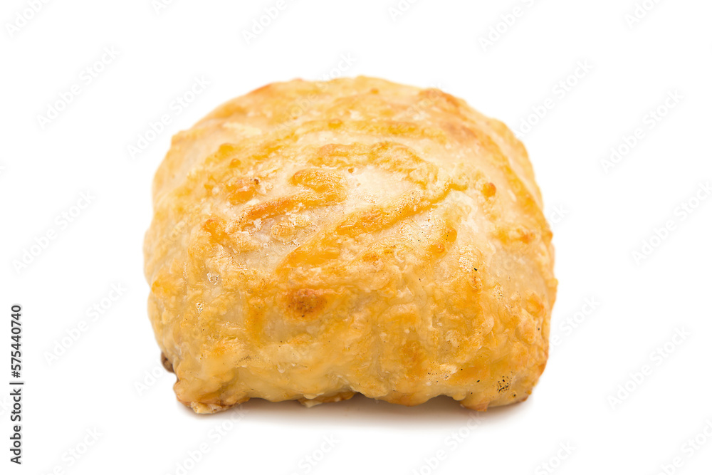 Freshly baked cheese bun isolated on white background. Freshly baked cheese bun isolated on white background.