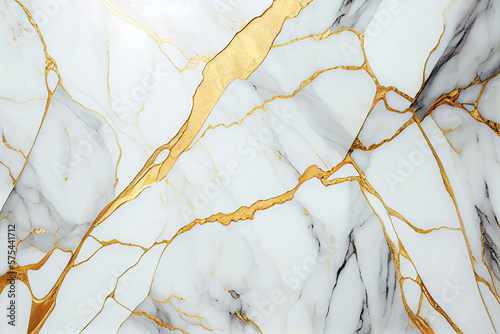 White and Gold marble texture. generative AI