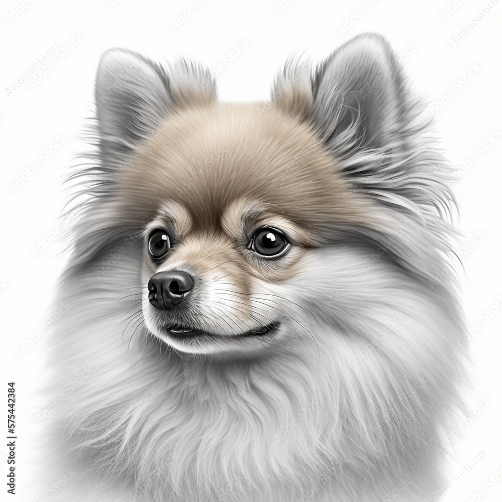 Obraz premium Realistic german spitz on a white background, generative AI