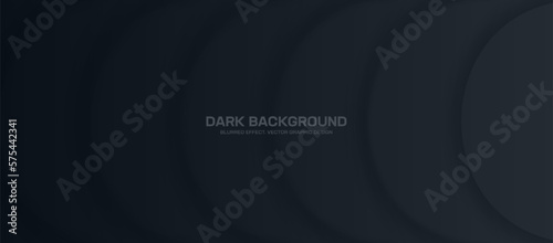 Minimalistic Dark Abstract Vector Panoramic Background with Overlapping Circles in Shades of Blue and Gray, Creating a Dynamic and Innovative Design. Wide Composition and Minimalist Style Wallpaper