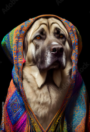 Generative AI abstract render of a hippie kangal photo