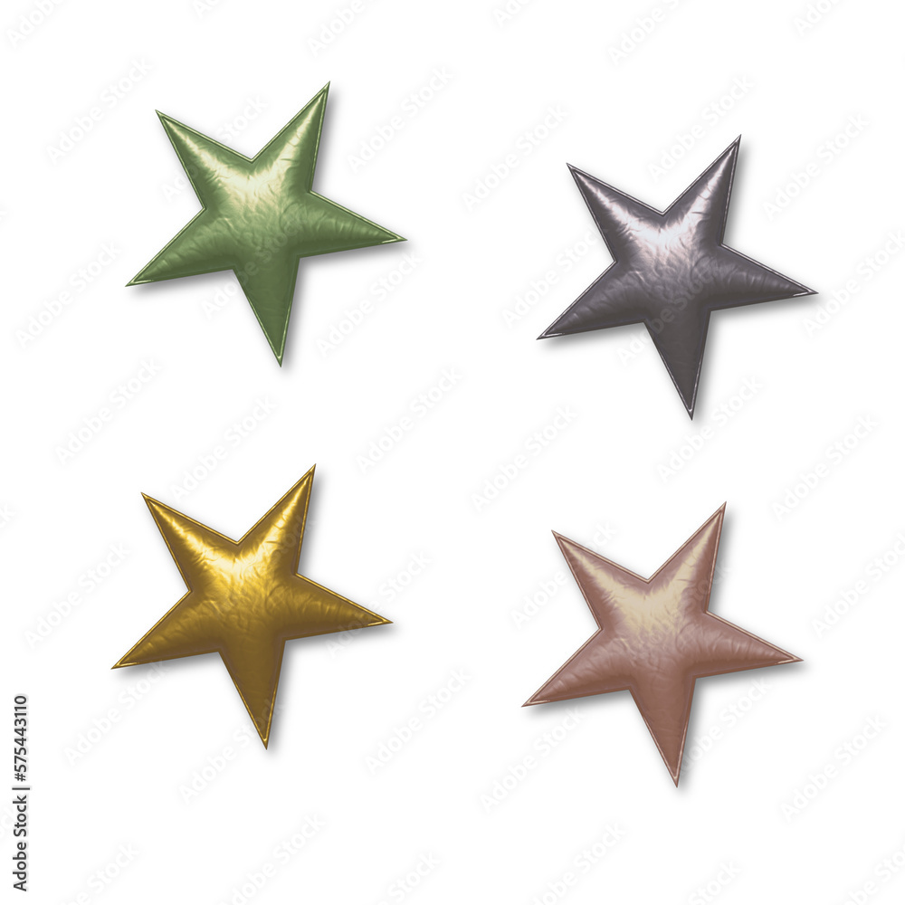 illustrazione con stelle in materiale sintetico di aspetto metallico gonfiato su sfondo trasparente illustrazione con stelle in materiale sintetico di aspetto metallico gonfiato su sfondo trasparente