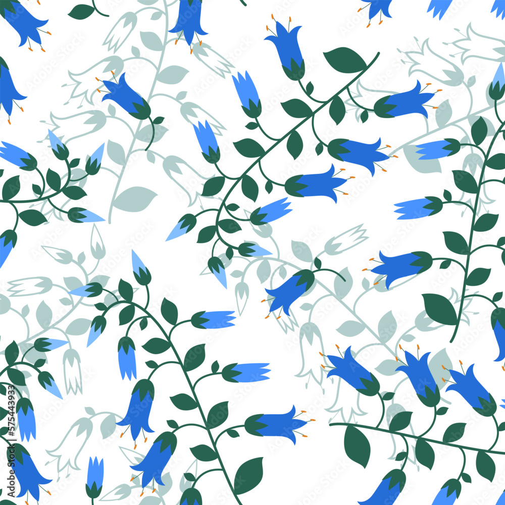 Fototapeta premium seamless pattern with cute blue bells