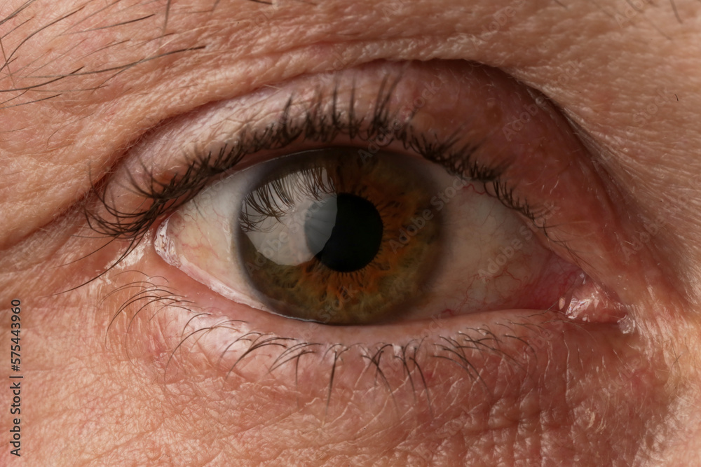 Fototapeta premium Close up image of aged man's eye, looking at camera