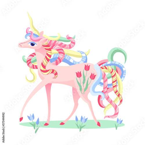 cute candy unicorn in flowers
