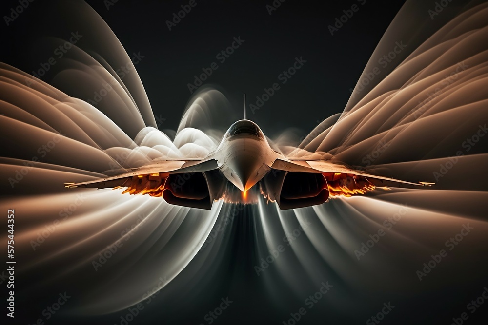Close up jet fighter super speed. Ai generative - obrazy, fototapety, plakaty 