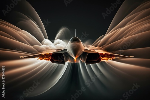Close up jet fighter super speed. Ai generative photo