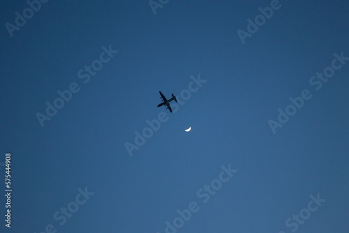 airplane and moon