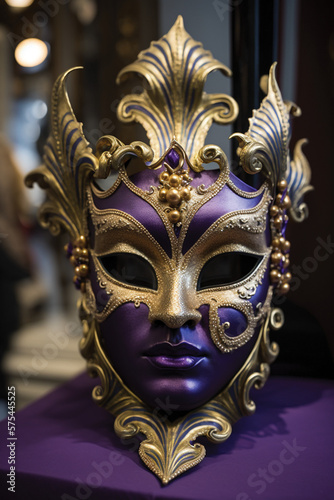 venetian carnival mask purple and gold