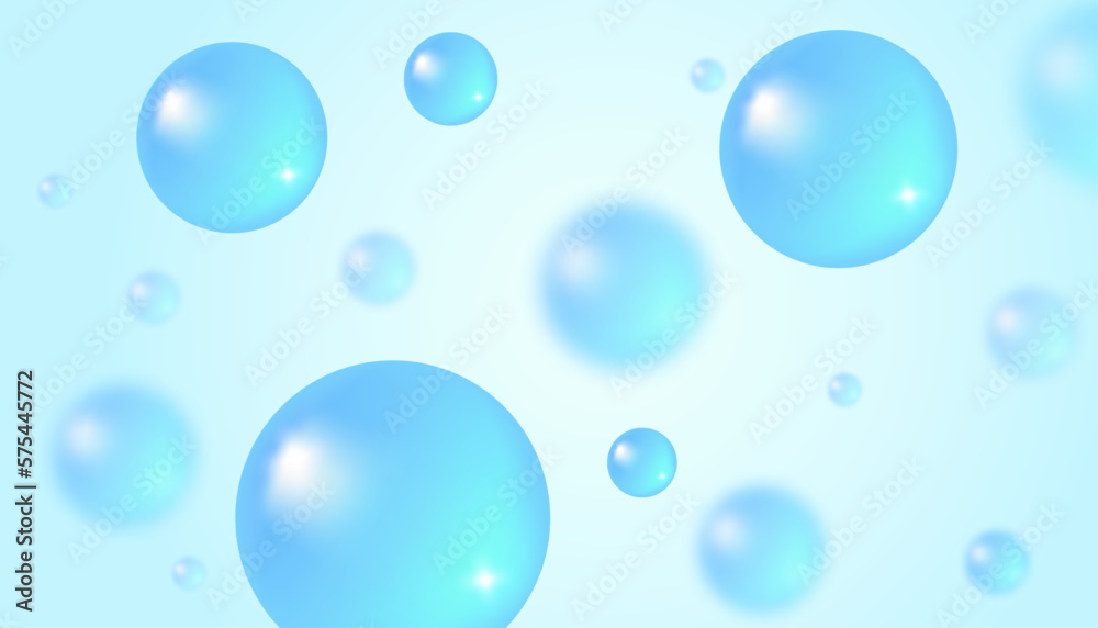 Vector abstract background with water bubbles. Trendy vector background in realistic style.