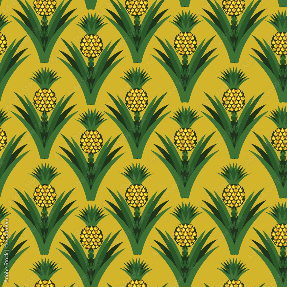 Fototapeta premium seamless pattern symmetrical background with pineapples