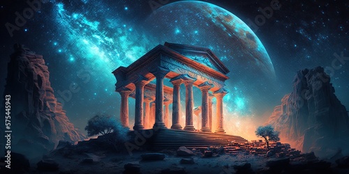 landscape ancient temple, generative ai, generative, ai