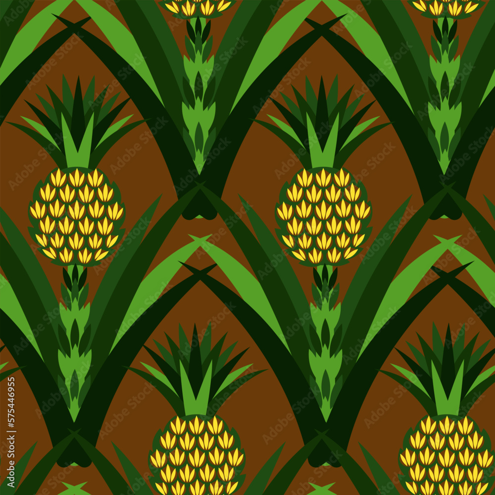 Fototapeta premium seamless pattern symmetrical background with pineapples