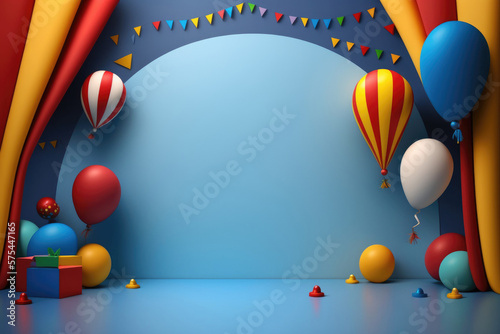 Colorful birthday background with balloons and place for text. Illustration A...
